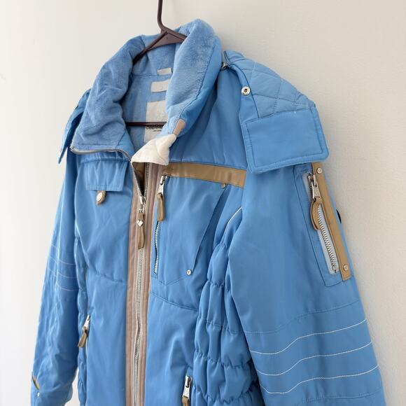 Obermeyer Hadley Ski Jacket Womens 10P Puffer Hooded Apres Y2K Snow Retro Blue - Picture 5 of 12